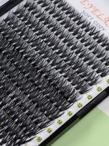 12排混合長度厚簇狀個人假睫毛,適用於熱熔延長 - 黑色 - 查看 4