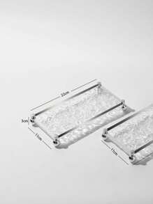 1 件装石纹镜木球现代浴室梳妆台牙刷杯架收纳架，简约法式亚克力化妆托盘 - 白色 - 查看 6