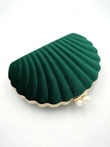 Brillante, Glamuroso De Brillo, Elegante, Exquisito, De Lujo Tranquilo, 1 Pieza Bolsa De Noche Para Mujeres En Forma De Concha Sólida De Un Solo Color, Elegante Con Decoración De Cristal De Imitación De Perla Falsa, Ideal Para Fiesta Bodas, Cena/banquete, Perfecto Para Mujer, Señorita O Novia. El Mejor Regalo Para Mujeres - Verde - Ver 4