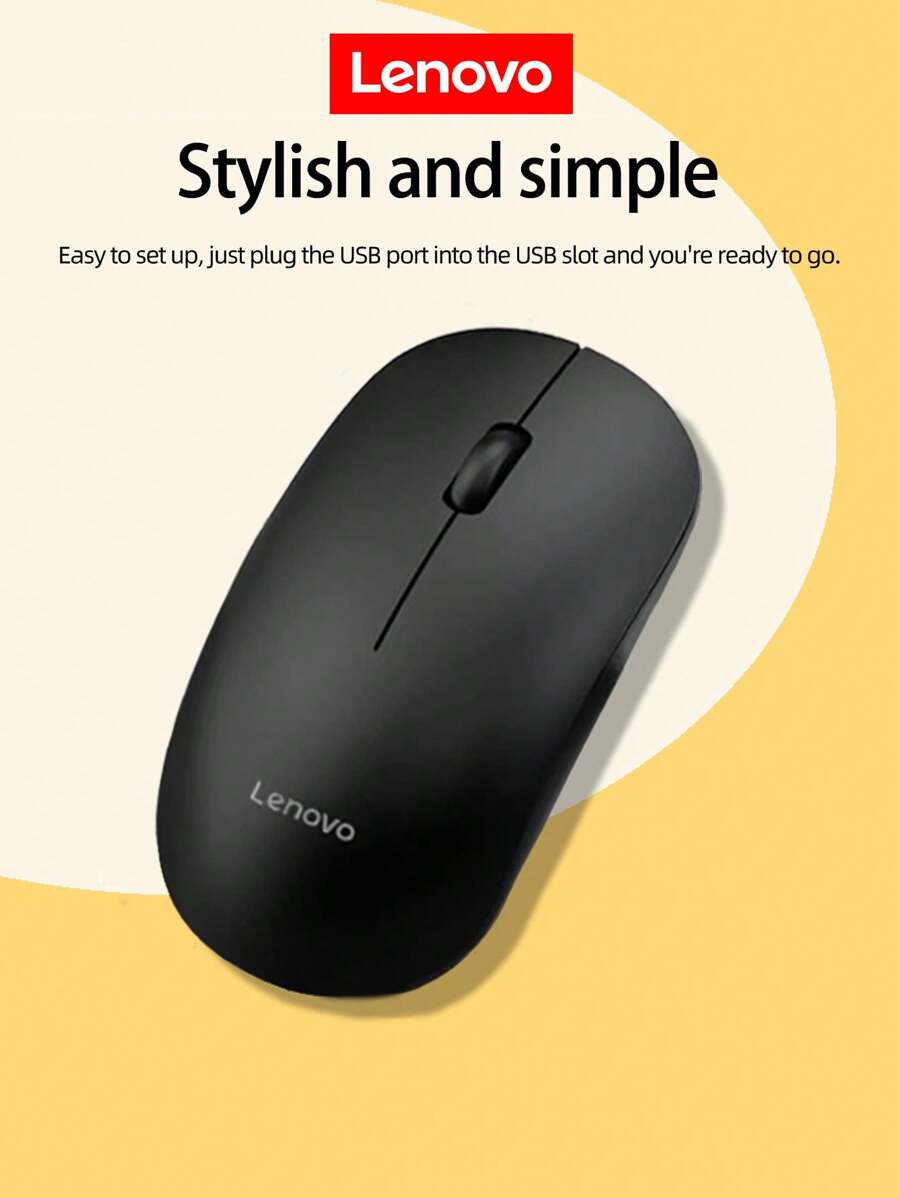 Lenovo M26 Wireless Mouse For PC,  Laptop, 2.4 GHz With USB Mini Receiver, 1000 DPI Optical Tracking,Ambidextrous - Black - View 1