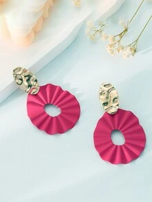 1 套/4 件欧美风格合金不对称椭圆镂空大号金属漆耳环 - 彩色 - 查看 3