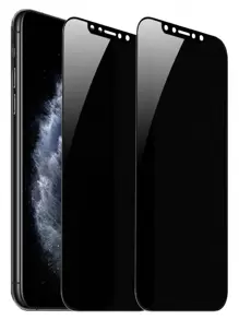 2pcs/set Four-sided Anti-peeping Tempered Glass Screen Protector Compatible With Iphone 11/12/13/14 - Black - View 1