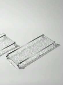 1 件装石纹镜木球现代浴室梳妆台牙刷杯架收纳架，简约法式亚克力化妆托盘 - 白色 - 查看 7