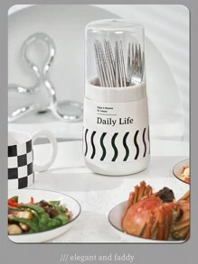 1入組防塵餐具箱,廚房用餐具勺子收納盒,餐具籃,餐具架,排水架和筷子桶,適用於家庭