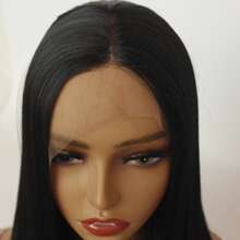 13x3 16inch Short Bob Wig  Black Synthetic Lace Front Wig Straight Lace Front Synthetic Hair Wigs Lace Frontal Wigs For Women - Black - View 4