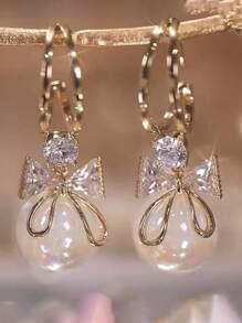 1 对独特的美人鱼仿珍珠耳钉，简约法式优雅风格优雅万圣节 - 彩色 - 查看 4