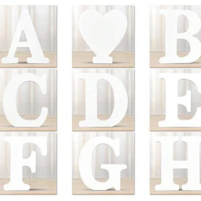 Chữ gỗ trắng 6 inch, chữ gỗ chưa hoàn thiện để trang trí tường, chữ đứng trang trí, biển báo, trang trí thủ công, dự án tiệc tại nhà, quà tặng tốt nhất