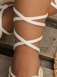 Dép La Mã thông thường đơn giản và phong cách dành cho nữ có quai, gót phẳng, đế dây đay chống trượt, dép nhựa đi biển Hawaii đi nghỉ mát, mùa hè - Màu be - Xem 6