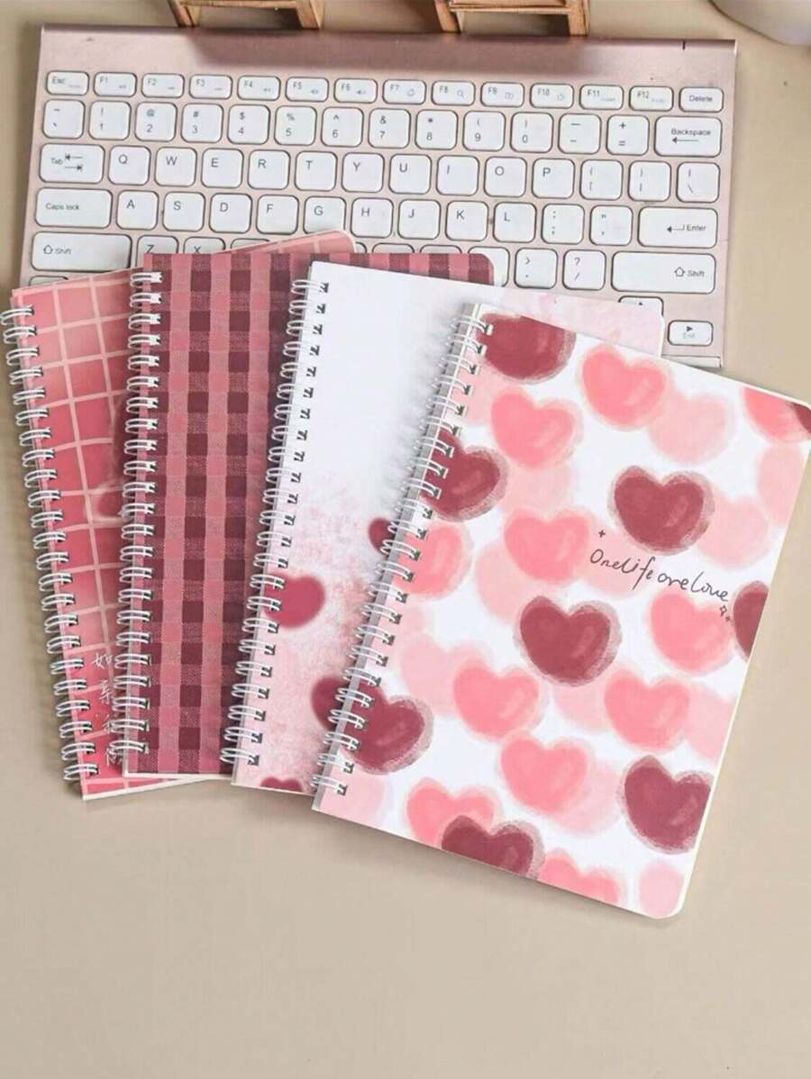 1/4 Peças/Conjunto Caderno Espiral A5 Aleatório com Capa de Desenho Animado Fofo, 60 Folhas com Páginas Pautadas, Volta às Aulas, Suprimentos Escolares - Multicolorido - Visão 1