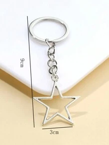 Large Five-pointed Star Keychain Hanging Decoration - Silver - View 4