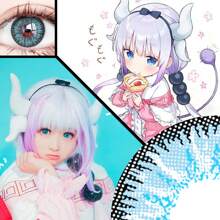 1對角色扮演彩色隱形眼鏡,化妝品年度使用眼部彩妝14.5mm - 藍色 - 查看 5