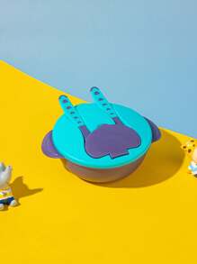 Set de 6 piezas de vajilla portátil y linda para niños, adecuada para usar en casa, interior, exterior y viajes, incluye plato dividido, tazón, tenedor, cuchara, taza de silicona con ventosa, cubriendo las necesidades de alimentación de los bebés durante los viajes, apta para lavavajillas