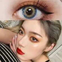 Morningcon 美人魚的眼淚藍色萬聖節彩色隱形眼鏡眼睛天然隱形眼鏡大美瞳度數處方近視 - 藍色 - 查看 2