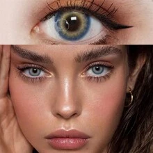 Morningcon 美人魚的眼淚藍色萬聖節彩色隱形眼鏡眼睛天然隱形眼鏡大美瞳度數處方近視 - 藍色 - 查看 1