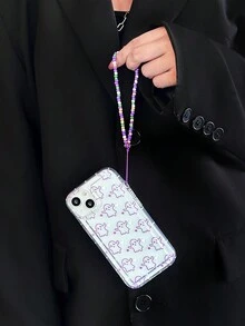 1個線畫鬼魂圖案透明防震tpu手機殼,帶掛繩,適用於iphone - 彩色 - 查看 2