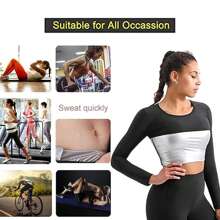 Sports Outdoor 1pc Women Sauna Suit Fitness Exercise Sauna Sweat Suit|Long Sleeve Sauna Jacket Women Sauna Top Sweat Jacket For Women,Sports  Corset Fitness Equipment Accessories Shapewear Waist Trainer Corset