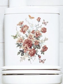 Pegatina de inodoro con patrón de flor - Multicolor - Ver 3