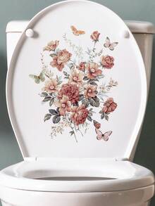 Pegatina de inodoro con patrón de flor - Multicolor - Ver 4