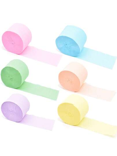 6 قطع/مجموعة 25م شرائط ورق المقوى المجعد متعدد الألوان الباستيلية DIY إكليل للتصوير الفوتوغرافي، ديكور لحفلات الزفاف والأعياد والحفلات، حفل استقبال العروس، المعمودية والتكريس