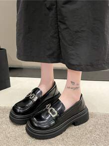 2023 Autumn New Arrivals Women's Chunky Heel Shoes, Casual Comfortable All-match Shoes With Thick And Mid Heels - Black - View 4