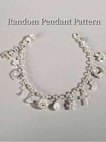 yijiangbeiting 男士交叉和珠子墜飾手環 - 銀色 - 查看 11