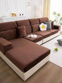 1入冬季毛絨沙發坐墊套 - 棕色 - 查看 9