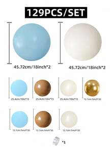 129pcs Multi-color & Blue Chic Latex Balloon Set For Party Decoration - Multicolor - View 5