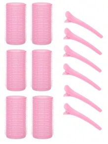 1.37英寸 12件套自粘卷发器套装，包含6个卷发器和6个夹子，沙龙级DIY美发造型，无需加热卷发器，卷发棒，无需加热即可打造卷发，卷发器，美发产品及配件，适用于理发店、美容院、返校季等场合，卷发器，卷发产品，卷发器，卷发棒，卷发工具，卷发棒，圣诞节，卷发，卷发工具，无需加热卷发器，头发，配件，美发产品，美发工具，护发，卷发梳，理发师，无需加热即可打造波浪发型，发型，美发，卷发，卷发器，卷发棒，无需加热即可打造卷发，无需加热即可打造卷发，卷发器，卷发棒，卷发，卷发工具，卷发棒，卷发扩散器，头发，旅行，美发产品，美发工具，头发理发用品、理发师、理发配件、理发店、美发设备 - 粉色 - 查看 2