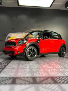 1pc Zinc Alloy Diecast Model Car, Miniature Red Car 1:24 Replica Metal Static Vehicle Replica, With Openable Front Doors And Hood, Movable Wheels, Suitable For Adult Display Model Collection - Red - View 1