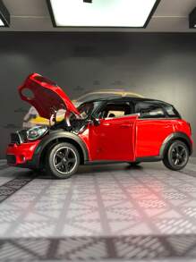 1pc Zinc Alloy Diecast Model Car, Miniature Red Car 1:24 Replica Metal Static Vehicle Replica, With Openable Front Doors And Hood, Movable Wheels, Suitable For Adult Display Model Collection - Red - View 4