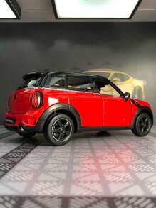 1pc Zinc Alloy Diecast Model Car, Miniature Red Car 1:24 Replica Metal Static Vehicle Replica, With Openable Front Doors And Hood, Movable Wheels, Suitable For Adult Display Model Collection - Red - View 2