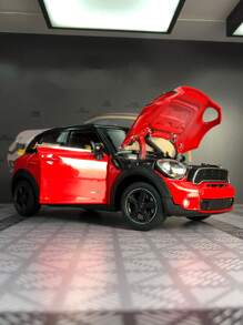 1pc Zinc Alloy Diecast Model Car, Miniature Red Car 1:24 Replica Metal Static Vehicle Replica, With Openable Front Doors And Hood, Movable Wheels, Suitable For Adult Display Model Collection - Red - View 5