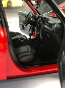 1pc Zinc Alloy Diecast Model Car, Miniature Red Car 1:24 Replica Metal Static Vehicle Replica, With Openable Front Doors And Hood, Movable Wheels, Suitable For Adult Display Model Collection - Red - View 6