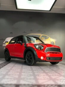 1pc Zinc Alloy Diecast Model Car, Miniature Red Car 1:24 Replica Metal Static Vehicle Replica, With Openable Front Doors And Hood, Movable Wheels, Suitable For Adult Display Model Collection - Red - View 3