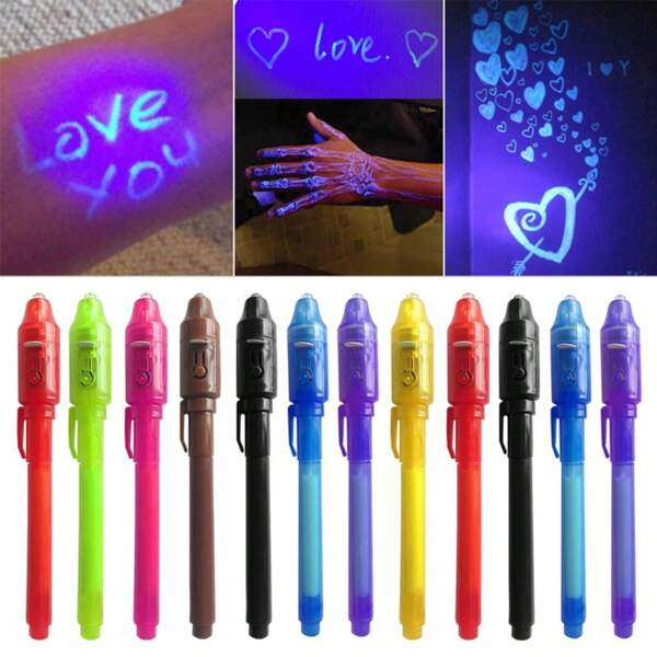 1pc Invisible Ink Pen With Uv Light, Magic Marker Pen For Spy Games, Party, Holiday Gathering Toys