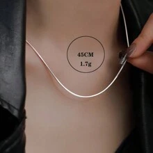 1pc High-end Stylish 925 Sterling Silver Octagonal Snake Bone Silver Necklace Collarbone Necklaces, Daily Wear Jewelry For Women, Suitable For Daily Wear, Birthday Parties, Travel, Dates, And All Kinds Of Festivals