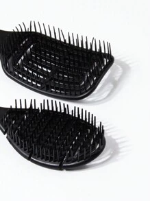 干湿两用镂空发梳/通风发刷造型梳套装/套装2件套经典纯色长方形/方形超柔软安全亲子装送给妈妈、情人节、返校节、旅行度假必备品、女士发饰 - 黑色 - 查看 6