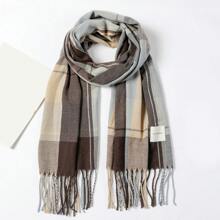 1pc Unisex Multicolor Plaid Scarf, Warm & Versatile, Suitable For Daily Use - Blue - View 7