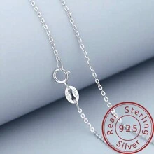 1入組高端時尚925純銀項鍊鎖骨鏈條,合適的適用於女性日常裝飾用品,合適的適用於女士們日常生日慶典,旅行,約會,和各種各樣節日 - 銀色 - 查看 1