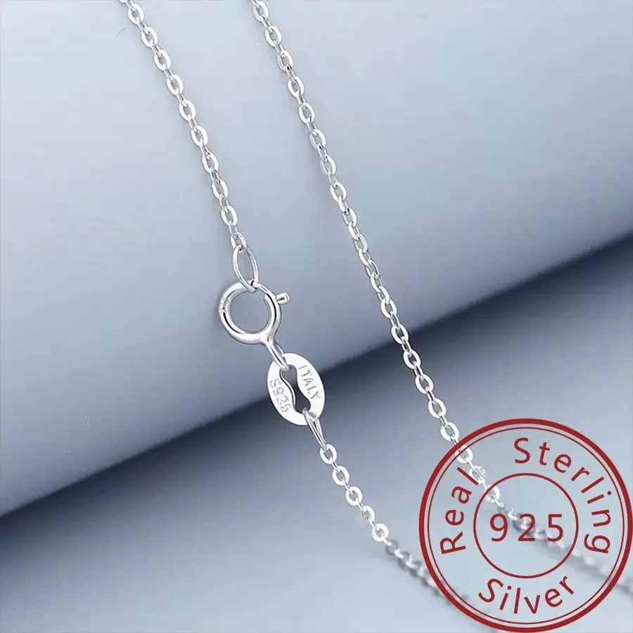 1入組高端時尚925純銀項鍊鎖骨鏈條,合適的適用於女性日常裝飾用品,合適的適用於女士們日常生日慶典,旅行,約會,和各種各樣節日 - 銀色 - 查看 1