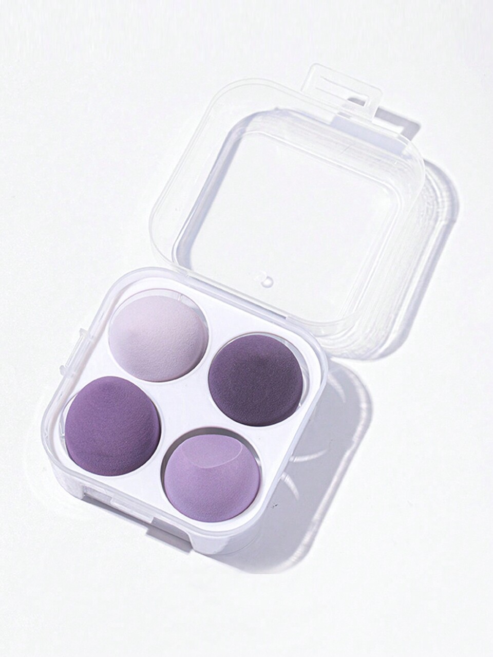 1pc 4-Grid Makeup Sponge Storage Box, Gourd-Shaped Powder Puff Dust-Proof Portable Transparent Packaging Box, Cosmetic Storage Box, Travel Essential, Brush Holder, Bedroom Decor, Makeup Artist, Bathroom Decor