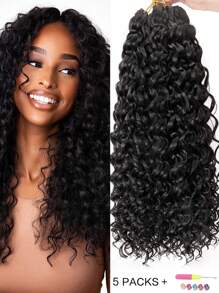 5入組GOGO捲曲勾織頭髮,海洋波浪勾織編織,波浪捲勾織頭髮適合女士海灘捲曲合成纖維編織接髮 - 黑色 - 查看 2