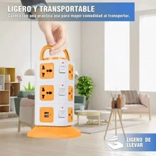 Torre Multicontacto Universalr 11 Enchufes 2 Puertos USB - Naranja - Ver 2