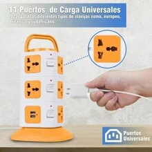 Torre Multicontacto Universalr 11 Enchufes 2 Puertos USB - Naranja - Ver 5