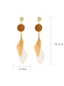 1 Par Pendientes Largos Vintage Con Diseño De Plumas Marrones Para Mujer, Accesorios Creativos Y Elegantes, Con Estilo Y Versátiles