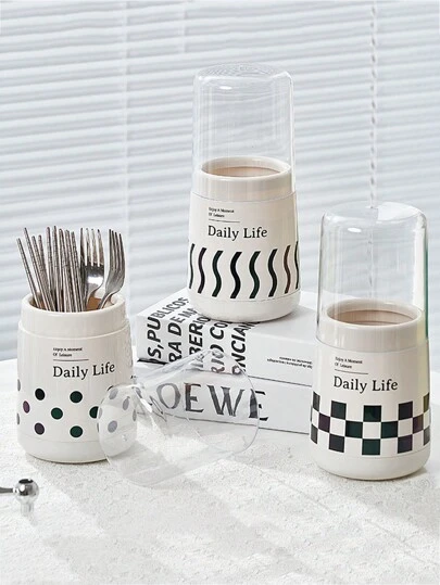 1入組防塵餐具箱,廚房用餐具勺子收納盒,餐具籃,餐具架,排水架和筷子桶,適用於家庭