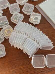 10 件迷你透明塑料盒，用于存放耳环、戒指、U 盘、耳塞、婚礼配饰或任何其他小物品 - 方便携带婚礼 - 白色 - 查看 6