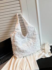 Women's Large Capacity Shoulder Bag For Commute, School And Leisure, With High-end Sense And Simple Design - White - View 3