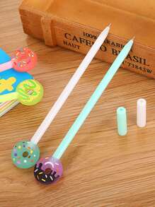 4pcs Cute Doughnut Design Ballpoint Pen, Candy Color Office School Stationery, Cartoon Writing Instrument - Multicolor - View 3
