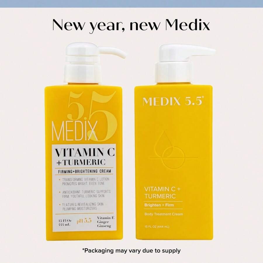 Medix 5.5維他命c和薑黃霜2包裝,每包裝15盎司:雙重作用緊實和美白面部和身體乳液-先進的抗衰老配方,減少不均勻的膚色,年齡斑點和陽光損傷 - 黃色 - 查看 1